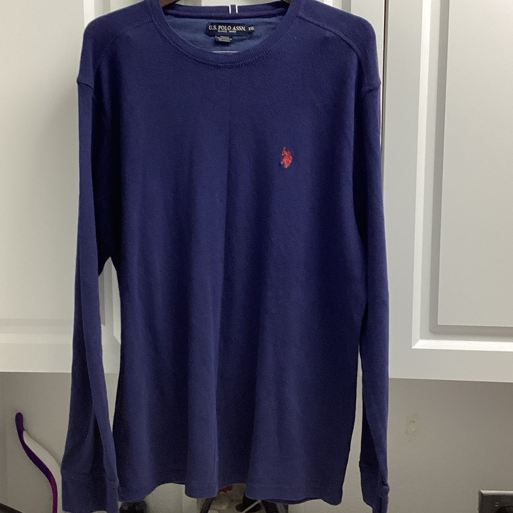 U.S. Polo Assn. Navy Long Sleeve Tee with Red Logo